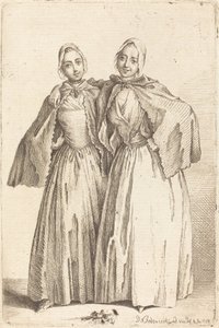 Two Standing Ladies (Demoiselles Quantin) by Daniel Nikolaus Chodowiecki
