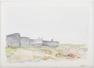 Fishing Cobles, Holy Island, 1895