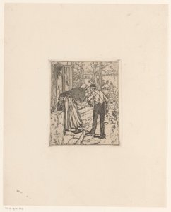 Staff Talking in Front of a House by Daniel Urrabieta Vierge