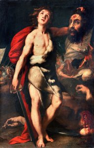 David Winner of Giant Goliath Holds His Head in Hand