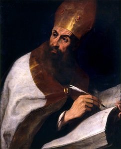 Saint Augustine, Bishop of Hippo. Painting by Daniele Crespi (1623) Basilica San Giovanni, Busto Arsizio, Italy