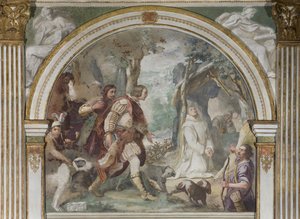 Saint Hugh meeting with Ruggero di Calabria by Daniele Crespi