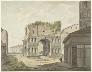 The Arch of Janus Quadrifrons and Part of S. Giorgio in Velabro in Rome by Daniël Dupré