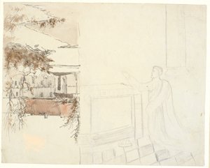 A King Kneeling Before an Altar. Street Scene by Dankvart Dreyer