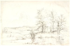 View over a Hilly Forested Landscape. In the Foreground a Lake by Dankvart Dreyer