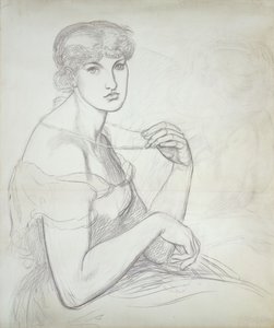 A Seated Woman Holding a Necklace, to the Right Another Female Figure by Dante Gabriel Charles Rossetti