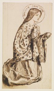 Launcelot at the Shrine of the Holy Grail - Study for The Angel of the Holy Grail by Dante Gabriel Rossetti