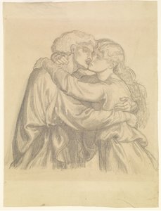 The Blessed Damozel - Study of Two Lovers Embracing by Dante Gabriel Rossetti