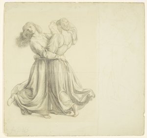 The Bower Meadow - Drapery Study for the Two Girls Dancing by Dante Gabriel Rossetti