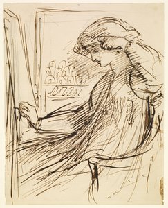 Woman Seated at an Embroidery Frame or Easel by Dante Gabriel Rossetti