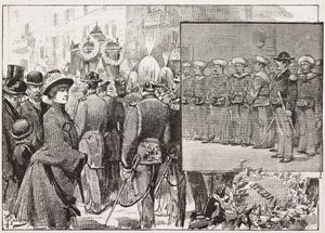 Funeral of Admiral Luigi Buglione di Monale (1821-1884), Rome, Italy, Engraving from Drawing by Dante Paolocci, from L