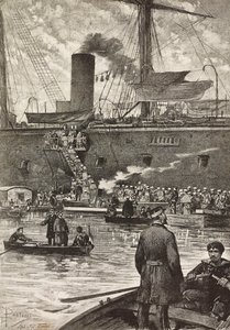 Italian soldiers boarding battleship Principe Amedeo, Naples, Italy by Dante Paolocci