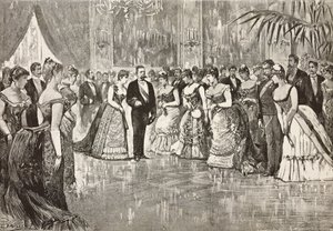 Umberto I and Margherita of Savoy at ball in Quirinal Palace, Rome, Italy by Dante Paolocci