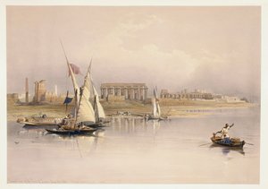 Ruins of Luxor from River Nile, engraving based on drawing by David Roberts