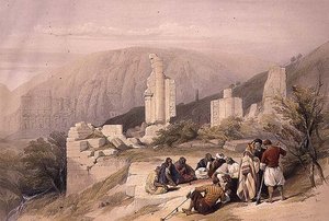 Remains of a Triumphal Arch at Petra, March 8th 1839 by David (after) Roberts