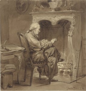 Old Man Warming Himself by the Hearth by David Bles