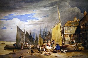 A Fishwife with her Wares by the Thames