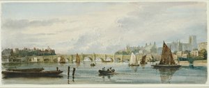 A View of Westminster Bridge Looking West Towards Lambeth Palace and Westminster Abbey by David Cox