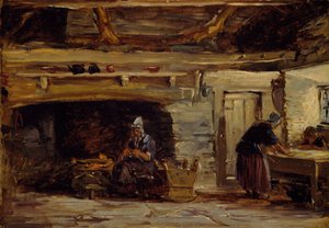 Cottage Interior, Trossavon near Bettws-y-Coed, 1844-1847 by David Cox the elder