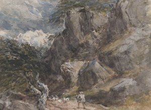Driving Sheep in a Rocky Landscape by David Cox the elder
