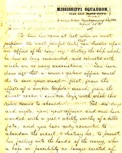 Letter from David D. Porter, U.S.S. Cricket, 2 miles below Montgomery, Louisiana, to Seth Ledyard Phelps, commanding U.S.S. Eastport, 2 miles below Montgomery, Louisiana, April 25, 1864 by David D. Porter
