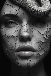 Cracked Face with Snake by David Drake