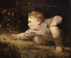 Boy Playing Marbles, ca. 1858