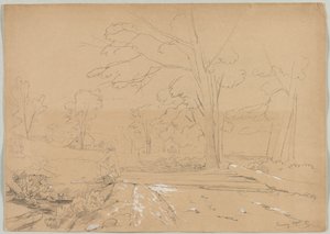 Landscape with Man Fishing, Conway, New Hampshire by David Johnson