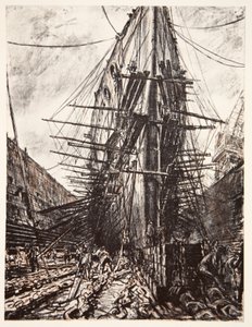 HMS Lion in dry dock, illustration from 