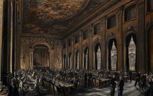 Officers dining in the painted hall during the Second World War