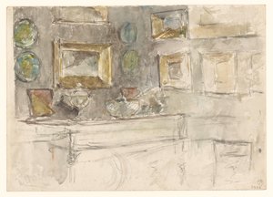 Corner of a Room with Paintings on the Wall by David Oyens