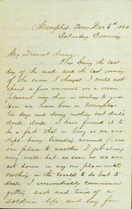 Letter from D. P. Grier, Memphis, Tenn., to Anna McKinney, December 6, 1862