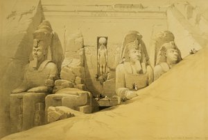Front Elevation of the Great Temple of Aboo Simbel, Nubia, plate 44 from volume II of 