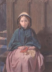 Portrait of a Girl Reading in a Church Pew