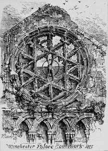The Circular Window of the Hall of Winchester House, Winchester Palace, Southwark, 1835 by David Roberts