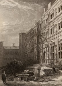 The great court of Heidelberg, engraved by H. Winkles, illustration from 