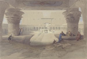 View from under the Portico of the Temple of Edfu, Upper Egypt by David Roberts