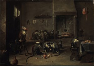 Monkeys in the Kitchen, 1640s by David Teniers the Younger