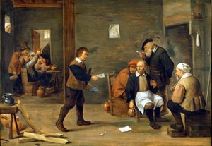 A group of men warming up in front of a chimney. by David Teniers the Younger