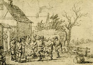 Peasants Dancing in Front of a House by David Teniers the Younger