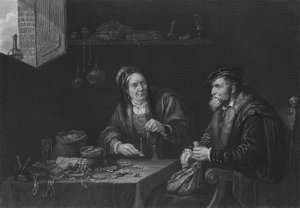 The Misers by David the Younger after Teniers