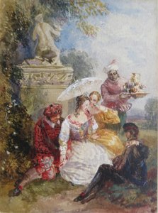 Elegant Guests at a Country House Fancy Dress Party by David the younger Cox