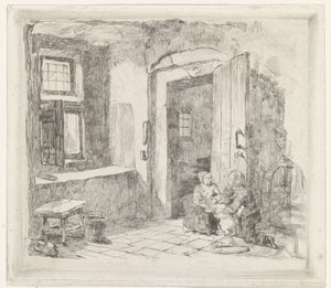 Interior with Open Door by David van der Kellen