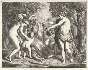 Landscape with Bacchanal, with Bacchus by David van der Plas