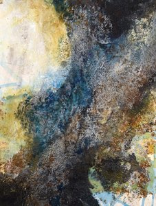 Deep Blue Gold Abstract by Deb Chaney