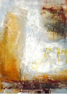 Golden Abstract Layers by Deb Chaney