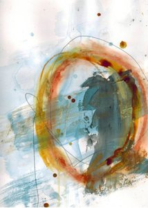Golden Teal Enso by Deb Chaney