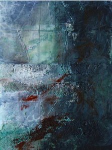 Moody Blue Green Abstract by Deb Chaney