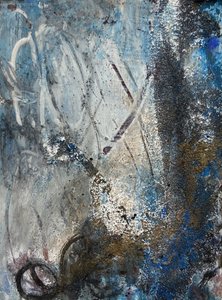 Textured Blue Gold Abstract by Deb Chaney