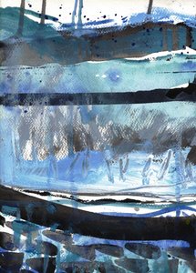 Winter Blue Landscape by Deb Chaney